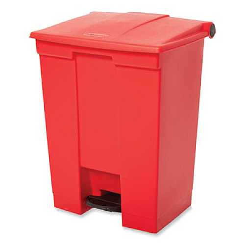 Rubbermaid Commercial Indoor Utility Step-On Waste Container, 18 gal, Plastic, Red (614500RED)