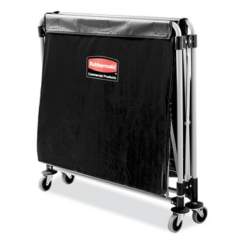 Rubbermaid Commercial One-Compartment Collapsible X-Cart, Synthetic Fabric, 9.96 cu ft Bin, 24.1" x 35.7" x 34", Black/Silver (1881750)