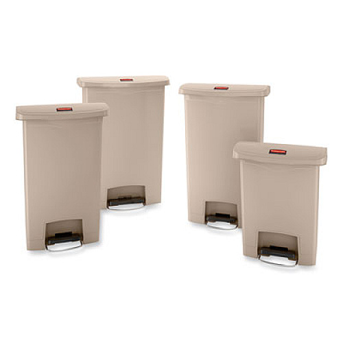 Rubbermaid Commercial Streamline Resin Step-On Container, Front Step Style, 24 gal, Polyethylene, Beige (1883552)