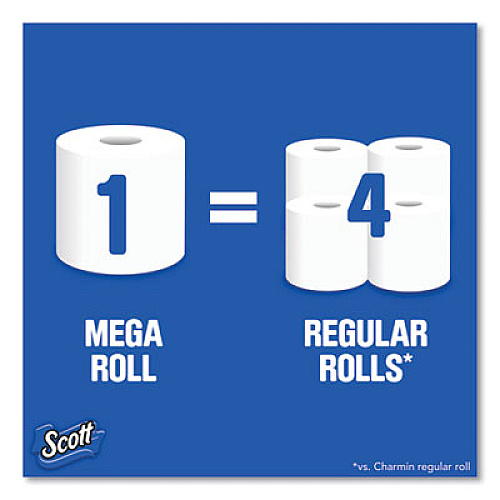 Scott ComfortPlus Toilet Paper, Mega Roll, Septic Safe, 1-Ply, White, 425 Sheets/Roll, 12 Rolls/Pack (54245)