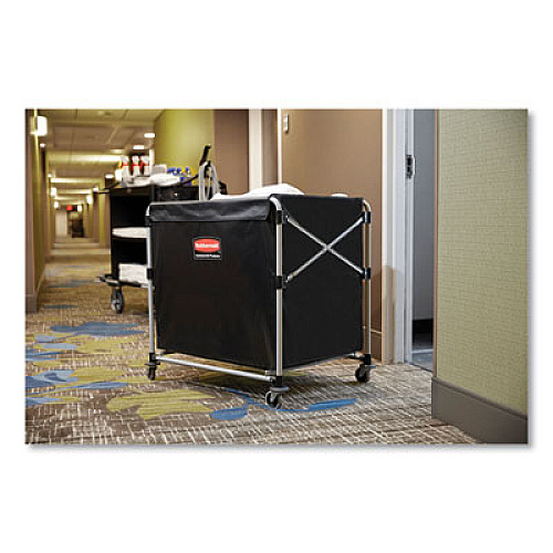 Rubbermaid Commercial One-Compartment Collapsible X-Cart, Synthetic Fabric, 9.96 cu ft Bin, 24.1" x 35.7" x 34", Black/Silver (1881750)