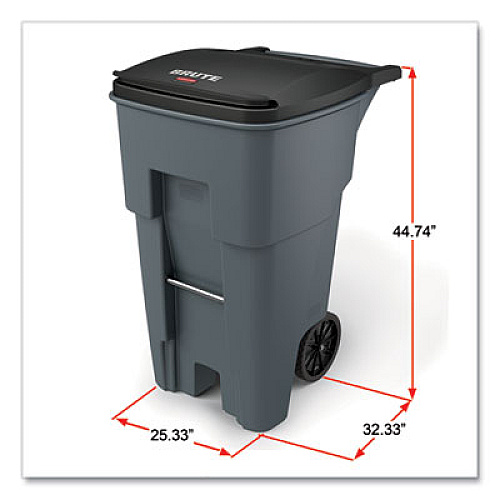 Rubbermaid Commercial Brute Roll-Out Heavy-Duty Container, 65 gal, Polyethylene, Gray (9W21GY)