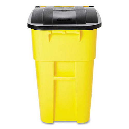 Rubbermaid Commercial Square Brute Rollout Container, 50 gal, Molded Plastic, Yellow (9W27YEL)