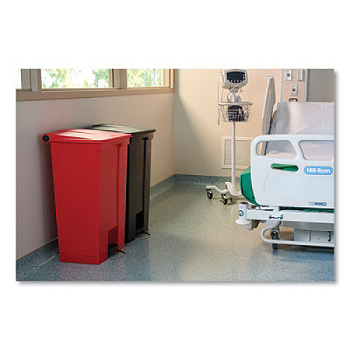Rubbermaid Commercial Indoor Utility Step-On Waste Container, 18 gal, Plastic, Red (614500RED)