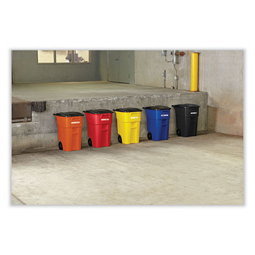 Rubbermaid Commercial Square Brute Rollout Container, 50 gal, Molded Plastic, Blue (9W27BLU)