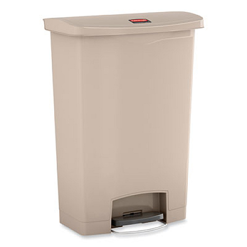 Rubbermaid Commercial Streamline Resin Step-On Container, Front Step Style, 24 gal, Polyethylene, Beige (1883552)
