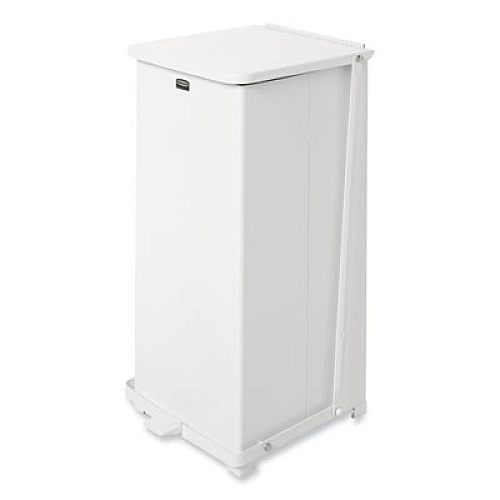 Rubbermaid Commercial Defenders Heavy-Duty Steel Step Can, 13 gal, Steel, White (ST24EPLWH)