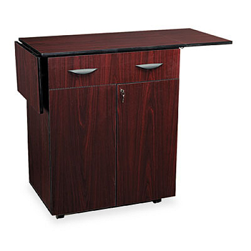 Safco Hospitality Service Cart, One-Shelf, 32.5w x 20.5d x 38.75h, Mahogany (8962MH)