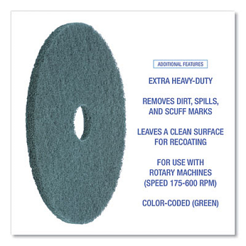 Boardwalk Heavy-Duty Scrubbing Floor Pads, 18" Diameter, Green, 5/Carton (4018GRE)