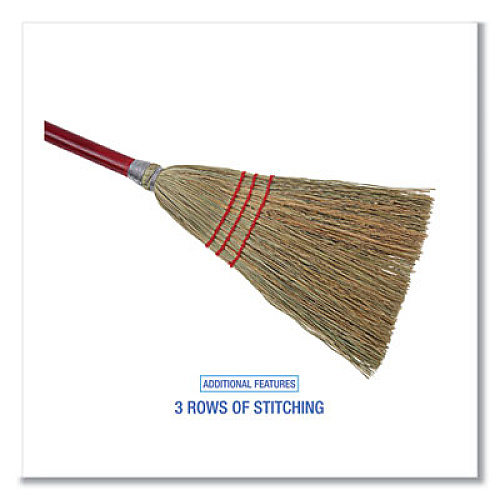 Boardwalk Corn Fiber Lobby/Toy Broom, Corn Fiber Bristles, 39" Overall Length, Red, 12/Carton (951TCT)