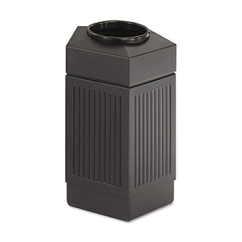 Safco Canmeleon Indoor/Outdoor Pentagon Receptacle, 30 gal, Polyethylene, Black (9485BL)