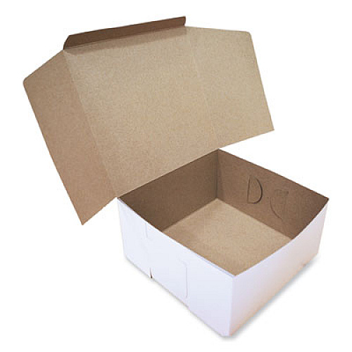 SCT White One-Piece Non-Window Bakery Boxes, Standard, 10 x 10 x 5, White/Brown, Paper, 100/Bundle (1576)
