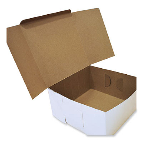 SCT White One-Piece Non-Window Bakery Boxes, Standard, 12 x 12 x 6, White/Brown, Paper, 50/Bundle (1589)