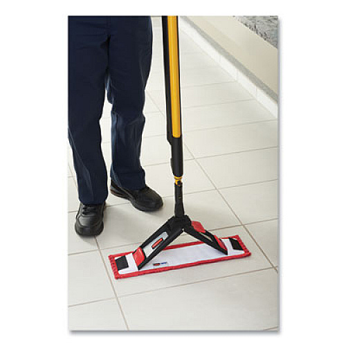Rubbermaid Commercial Adaptable Flat Mop Pads, Microfiber, 19.5 x 5.5, Red, 12/Carton (2132423CT)