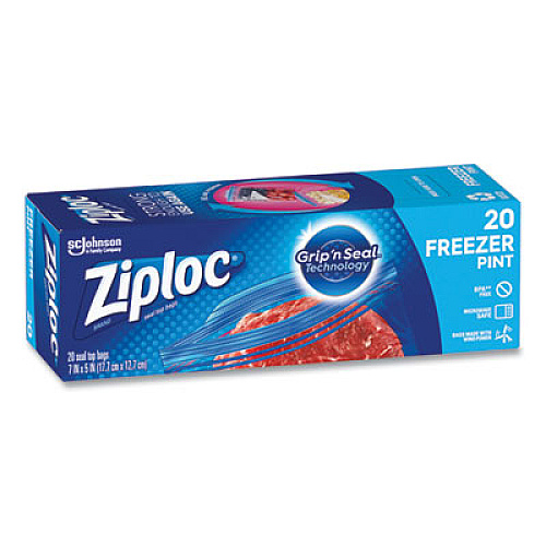 Ziploc Zipper Freezer Bags, 16 oz, 7" x 5", Clear, 240/Carton (314443CT)