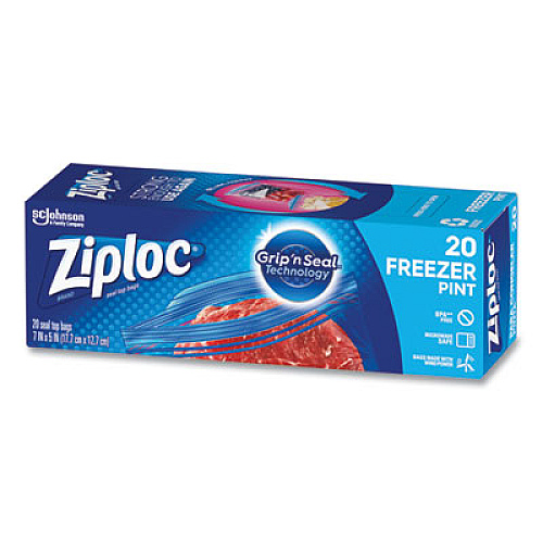 Ziploc Zipper Freezer Bags, 16 oz, 7" x 5", Clear, 240/Carton (314443CT)