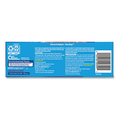 Ziploc Zipper Freezer Bags, 16 oz, 7" x 5", Clear, 240/Carton (314443CT)