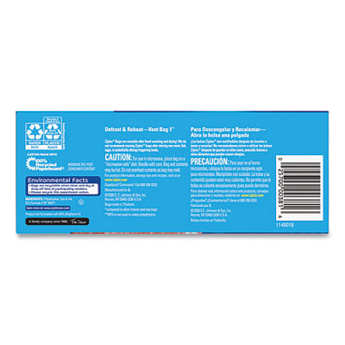 Ziploc Zipper Freezer Bags, 32 oz, 6.97" x 7.7", Clear, 38 Bags/Box, 9 Boxes/Carton (314444)