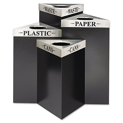Safco Trifecta Waste Receptacle Lid, Laser Cut "WASTE" Inscription, 20w x 20d x 3h, Stainless Steel (9560WA)
