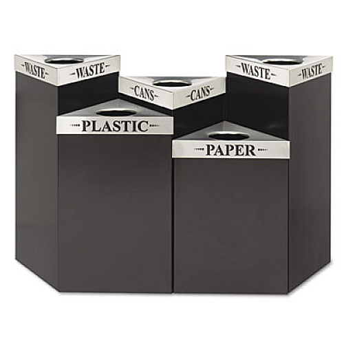 Safco Trifecta Waste Receptacle Lid, Laser Cut "WASTE" Inscription, 20w x 20d x 3h, Stainless Steel (9560WA)