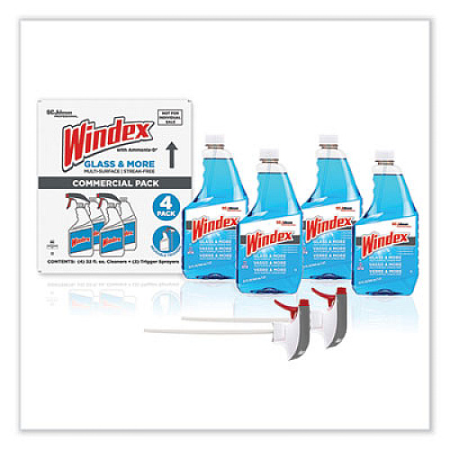 Windex Original Glass Cleaner, Fresh Scent, 32 oz Spray Bottle, 4/Carton (327171)
