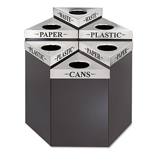 Safco Trifecta Waste Receptacle, 38" High Base, Steel, Black (9553BL)