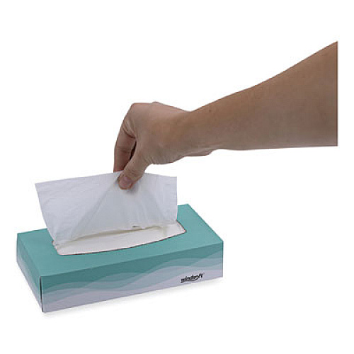 Windsoft Facial Tissue, Flat Pop-Up Box, 2-Ply, White, 100 Sheets/Box, 30 Boxes/Carton (2360)
