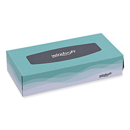 Windsoft Facial Tissue, Flat Pop-Up Box, 2-Ply, White, 100 Sheets/Box, 30 Boxes/Carton (2360)