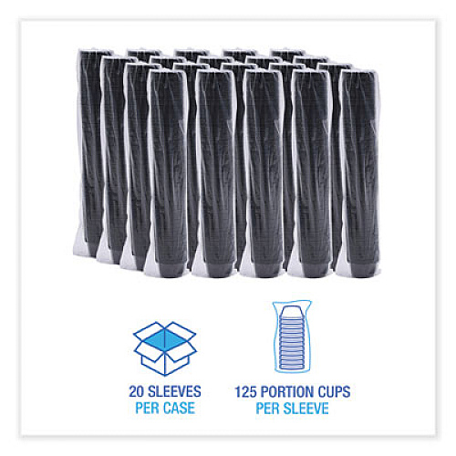 Boardwalk Souffle/Portion Cups, 2 oz, Plastic, Black, 125/Sleeve, 20 Sleeves/Carton (PRTN2BL)
