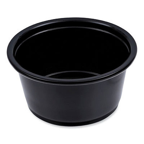 Boardwalk Souffle/Portion Cups, 2 oz, Plastic, Black, 125/Sleeve, 20 Sleeves/Carton (PRTN2BL)