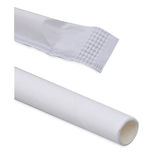 Boardwalk Individually Wrapped Paper Straws, 7.75 x 0.25, White, 3,200/Carton (PPRSTRWWR)