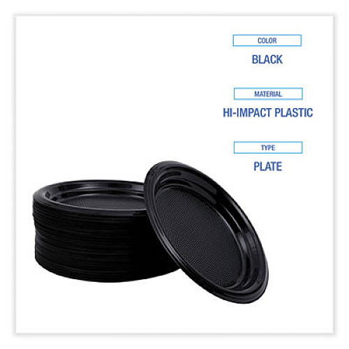 Boardwalk Hi-Impact Plastic Dinnerware, Plate, 6" dia, Black, 1,000/Carton (PLTHIPS6BL)