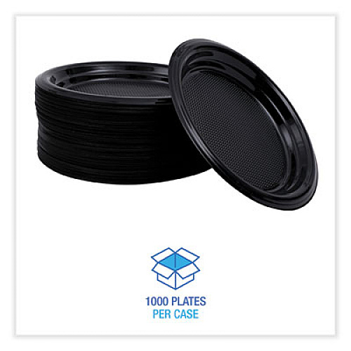 Boardwalk Hi-Impact Plastic Dinnerware, Plate, 6" dia, Black, 1,000/Carton (PLTHIPS6BL)
