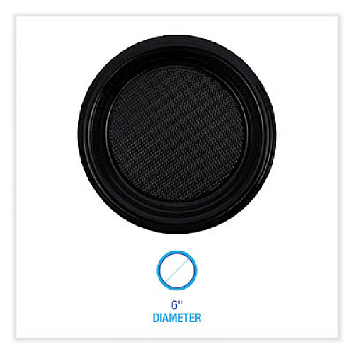 Boardwalk Hi-Impact Plastic Dinnerware, Plate, 6" dia, Black, 1,000/Carton (PLTHIPS6BL)