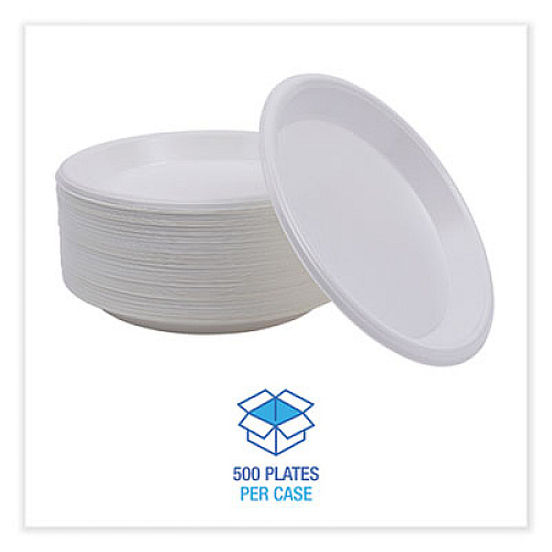 Boardwalk Hi-Impact Plastic Dinnerware, Plate, 10" dia, White, 500/Carton (PLHIPS10WH)