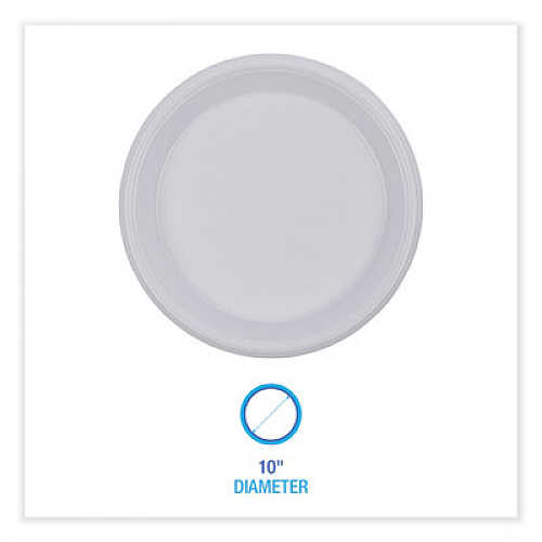 Boardwalk Hi-Impact Plastic Dinnerware, Plate, 10" dia, White, 500/Carton (PLHIPS10WH)