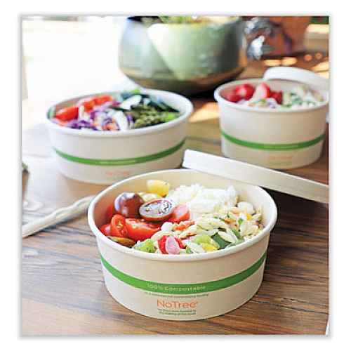 World Centric No Tree Wide Paper Bowls, 24 oz, 5.9" Diameter x 2.4" h, Natural, Sugarcane, 300/Carton (BONT24W)