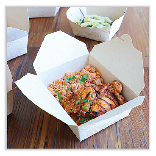 World Centric No Tree Folded Takeout Containers, 46 oz, 5.5 x 6.9 x 2.5, Natural, Sugarcane, 300/Carton (TONT8)