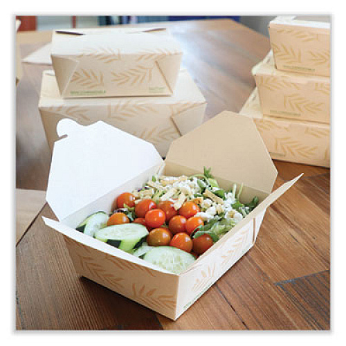World Centric No Tree Folded Takeout Containers, 65 oz, 6.25 x 8.7 x 2.5, Natural, Sugarcane, 200/Carton (TONT3)