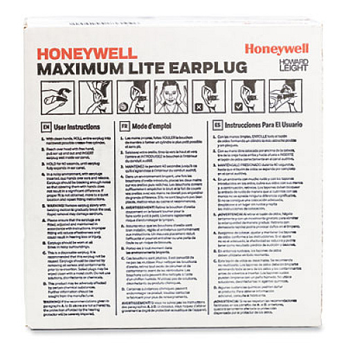 Howard Leight by Honeywell MAXIMUM Lite Single-Use Earplugs, Cordless, 30NRR, Green, 200 Pairs (LPF1)