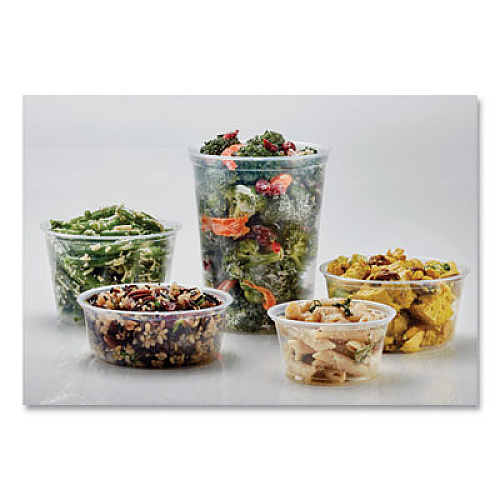 Fabri-Kal Microwavable Deli Containers, 24 oz, 4.6" Diameter x 4.1" h, Clear, Plastic, 500/Carton (PK24TC)