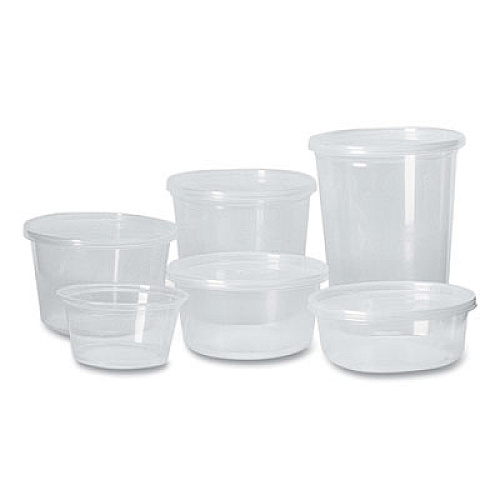 Fabri-Kal Microwavable Deli Containers, 24 oz, 4.6" Diameter x 4.1" h, Clear, Plastic, 500/Carton (PK24TC)