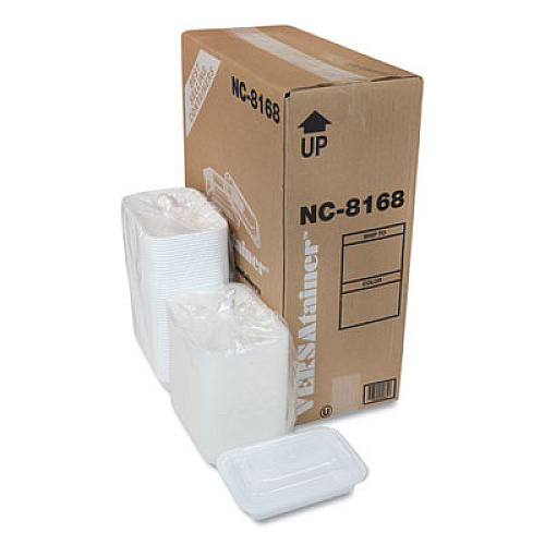 Pactiv Evergreen Newspring VERSAtainer Microwavable Containers, Rectangular, 16 oz, 7.4 x 5 x 2.2, White/Clear, Plastic, 150/Carton (NC8168)