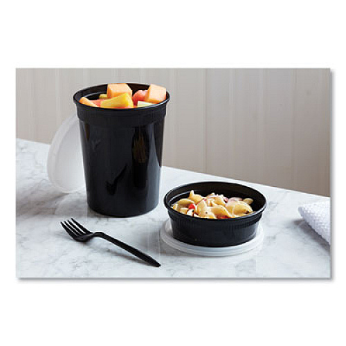 Pactiv Evergreen Newspring DELItainer Microwavable Container, 8 oz, 4.7 x 4.7 x 1.8, Black/Clear, Plastic, 240/Carton (YL2508B)
