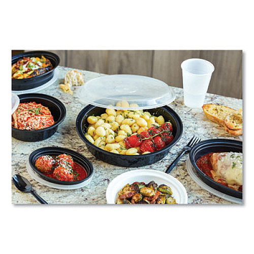 Pactiv Evergreen Newspring VERSAtainer Microwavable Containers, Oval, 6 oz, 5.7 x 4 x 1.5, Black/Clear, Plastic, 150/Carton (OC06B)