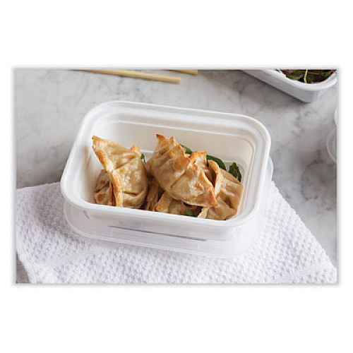 Pactiv Evergreen Newspring VERSAtainer Microwavable Containers, Rectangular, 12 oz, 5.8 x 4.6 x 2.3, White/Clear, Plastic, 150/Carton (NC818)