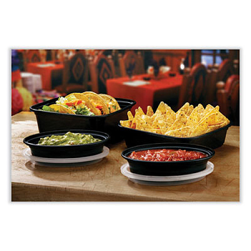 Pactiv Evergreen Newspring VERSAtainer Microwavable Containers, Oval, 8 oz, 5.7 x 4 x 1.5, Black/Clear, Plastic, 150/Carton (OC08B)
