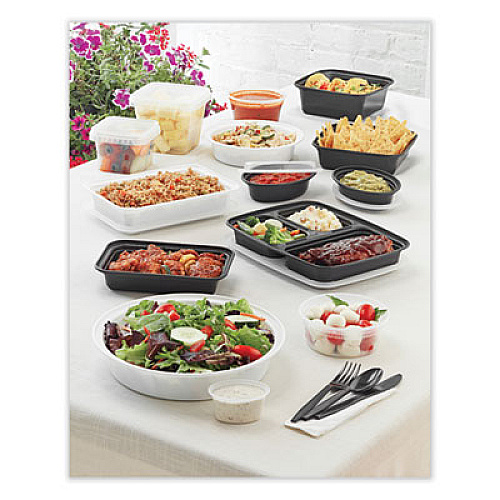Pactiv Evergreen Newspring VERSAtainer Microwavable Containers, Round, 35 oz, 8 x 8 x 2.5, White/Clear, Plastic, 150/Carton (NC737)