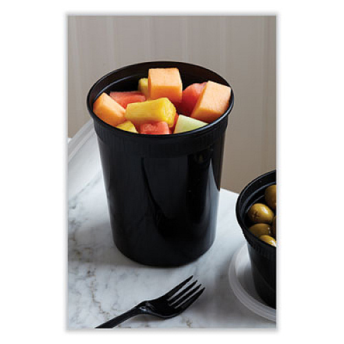 Pactiv Evergreen Newspring DELItainer Microwavable Container, 32 oz, 4.55 x 4.55 x 5.55, Black/Clear, Plastic, 240/Carton (YSD2532B)