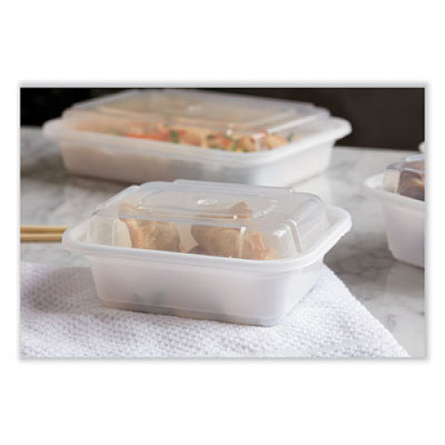 Pactiv Evergreen Newspring VERSAtainer Microwavable Containers, Rectangular, 12 oz, 5.8 x 4.6 x 2.3, White/Clear, Plastic, 150/Carton (NC818)